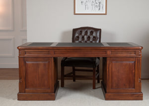 Pilier 180x90 Ambre, bureau anglais classique, acajou massif