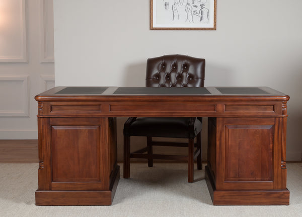 Pilier 180x90 Ambre, bureau anglais classique, acajou massif