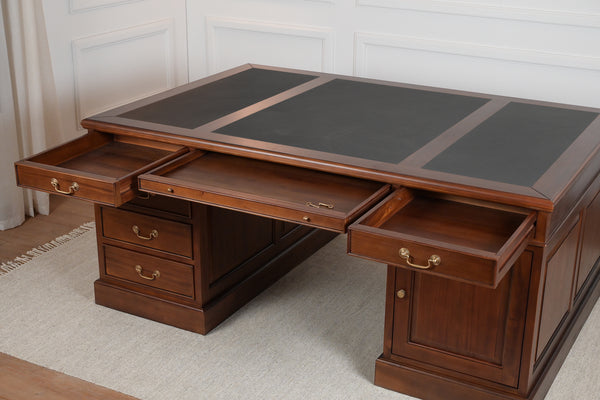 Regent 180x120 Amber, partner desk, classic English desk, solid mahogany