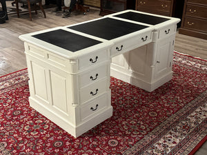 Vintage bureau, wit, klassiek Engels bureau, partnerdesk, 604