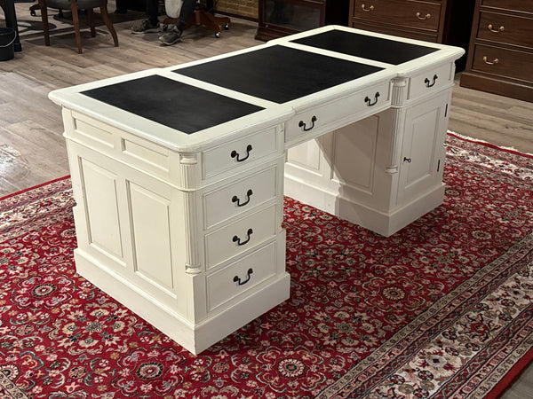 Vintage bureau, wit, klassiek Engels bureau, partnerdesk, 604