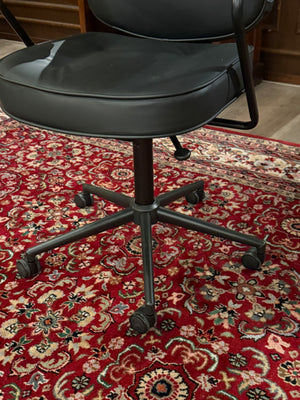 Vintage stoel, Zwart leer, 127