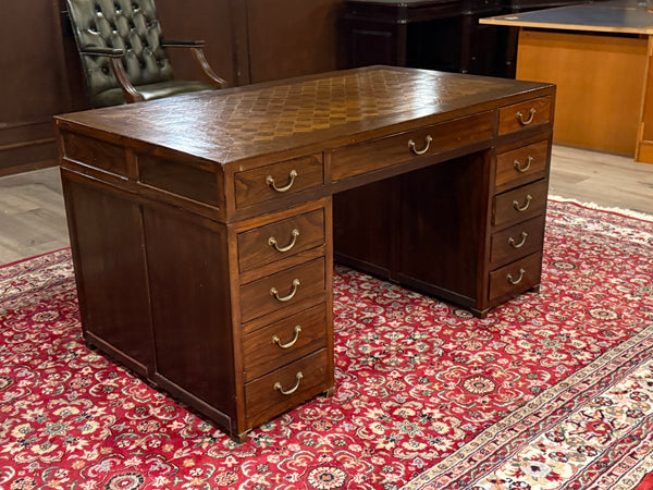 Bureau vintage, bureau anglais classique, bureau double, acajou, 689