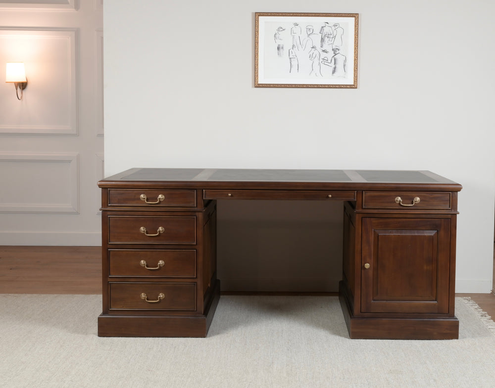 Regent 180x90 Nussbaum, klassischer englischer Schreibtisch, massives Mahagoni