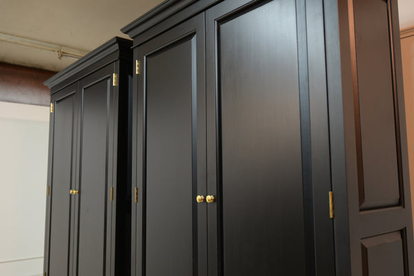 Vintage boekenkast, klassieke Engelse boekenkast, mahoniehout, zwart