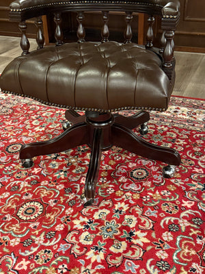 Vintage-Sessel, Chesterfield, Mahagoni, braunes Leder, 109