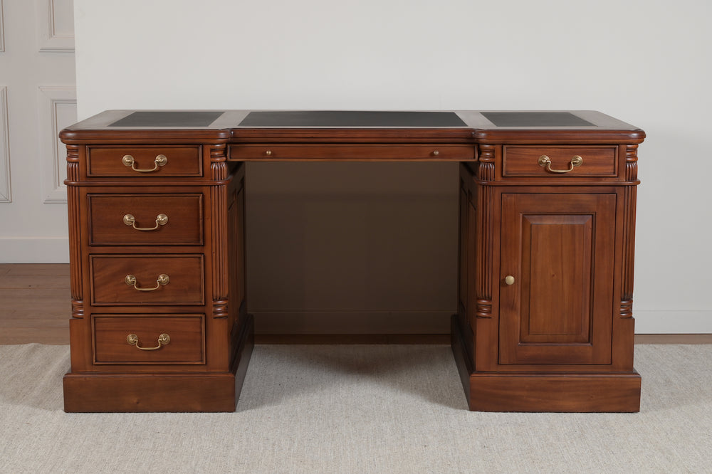 Pillar 160x80 Amber, klassiek Engels bureau, massief mahoniehout