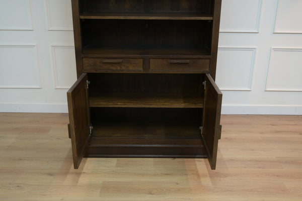 Vintage boekenkast, klassieke Engelse boekenkast, eikenhout