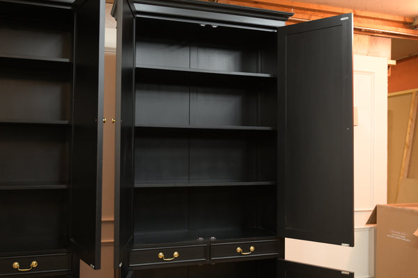 Vintage boekenkast, klassieke Engelse boekenkast, mahoniehout, zwart