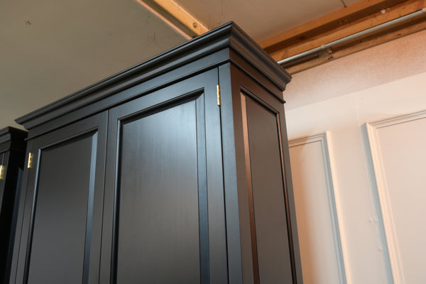 Vintage boekenkast, klassieke Engelse boekenkast, mahoniehout, zwart