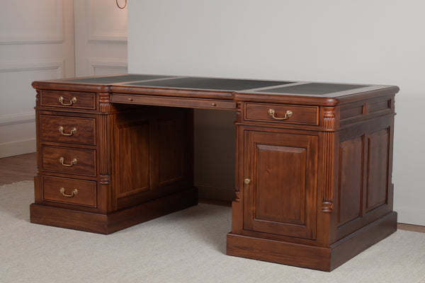 Pilier 180x90 Ambre, bureau anglais classique, acajou massif