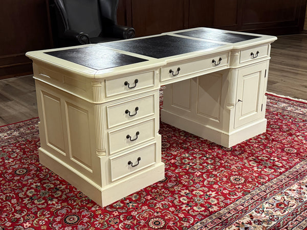 Vintage bureau, wit, klassiek Engels bureau, partnerdesk, 604