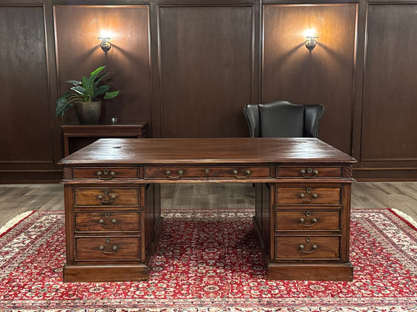 Vintage bureau, partnerdesk, klassiek Engels bureau, mahoniehout, 617