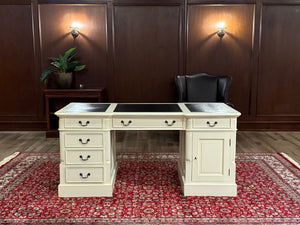 Vintage bureau, wit, klassiek Engels bureau, partnerdesk, 604