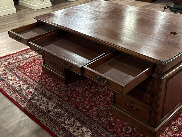 Vintage bureau, partnerdesk, klassiek Engels bureau, mahoniehout, 617