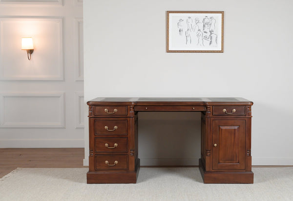 Pillar 160x80 Mahogany, classic English desk, solid mahogany