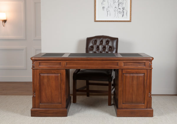 Pillar 160x80 Amber, classic English desk, solid mahogany