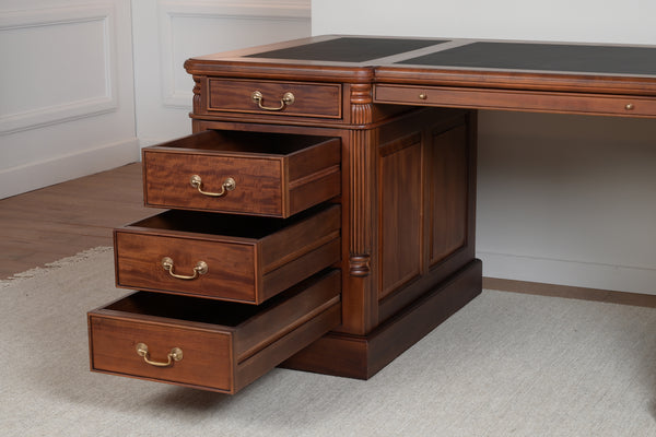 Pilier 180x90 Ambre, bureau anglais classique, acajou massif