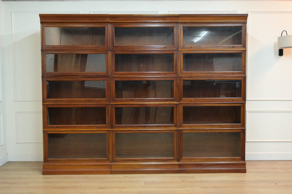 Vintage boekenkasten, 3x globe wernicke stapelkast, mahoniehout, glas