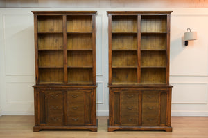 Bibliothèque vintage, bois de pin, 2 parties