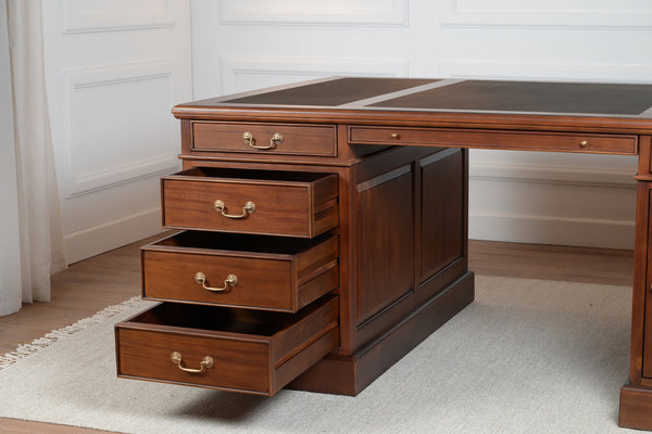 Regent 180x120 Amber, partner desk, classic English desk, solid mahogany