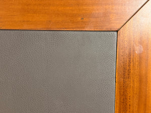 Vintage schrijftafel, klassiek Engels bureau, mahoniehout, bruin leer, 711