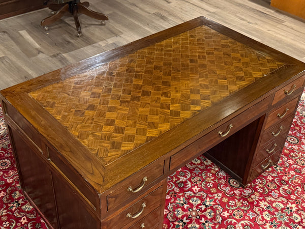 Bureau vintage, bureau anglais classique, bureau double, acajou, 689