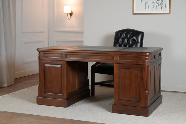 Pillar 160x80 Mahogany, classic English desk, solid mahogany