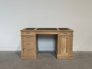 Vintage bureau, klassiek bureau, eikenhout, bruin leer, 708