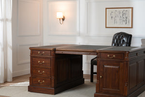 Pillar 180x120 Mahonie, partnerdesk, klassiek Engels bureau, massief mahoniehout