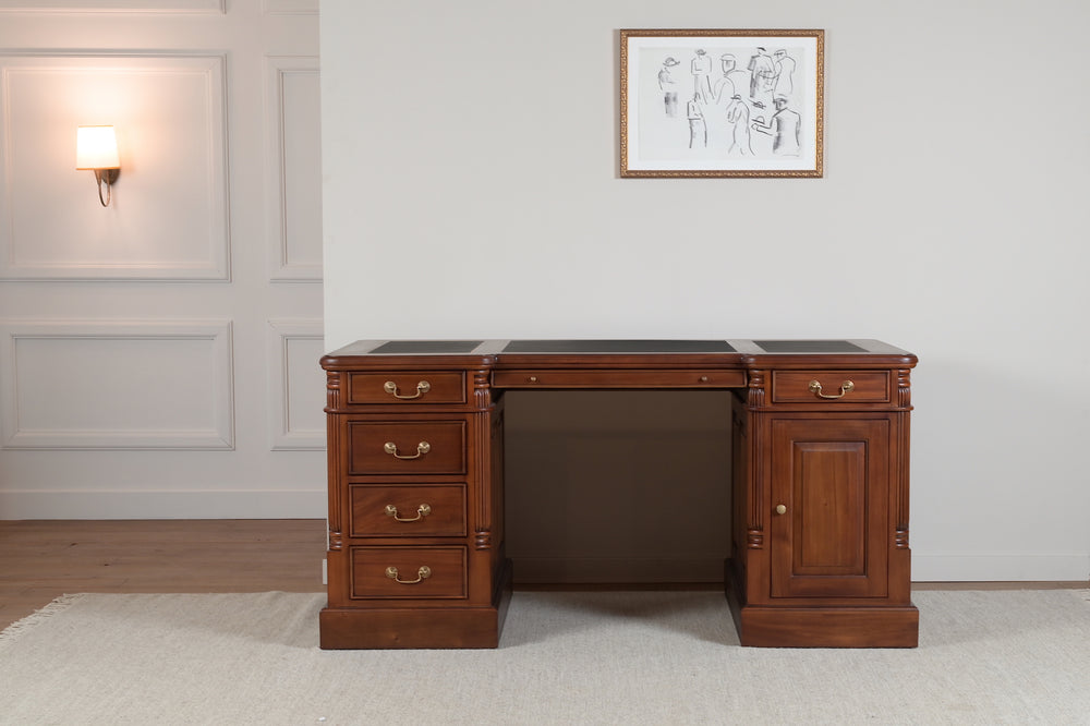 Pilier 160x80 Ambre, bureau anglais classique, acajou massif