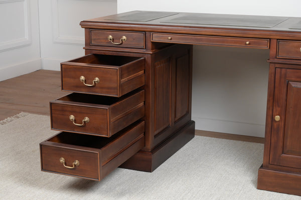 Regent 140x70 Mahonie, klassiek Engels bureau, massief mahoniehout