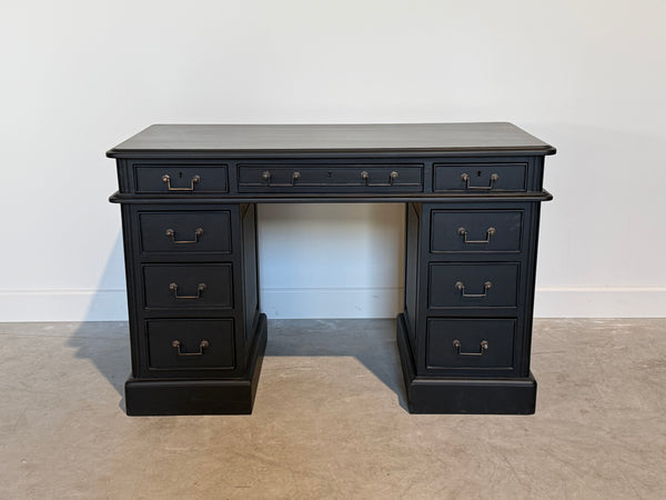 Vintage bureau, partnerdesk, klassiek Engels bureau, mahoniehout , zwart, 714