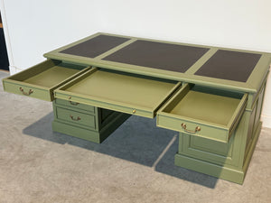 Vintage bureau, klassiek Engels bureau, mahoniehout, bruin leer, 710