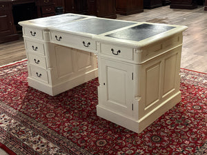 Vintage bureau, wit, klassiek Engels bureau, partnerdesk, 604