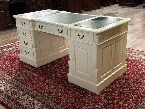 Vintage bureau, wit, klassiek Engels bureau, partnerdesk, 604