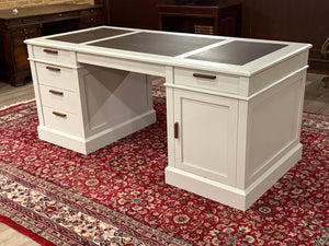 Bureau vintage, style anglais classique, chêne, cuir marron, 694