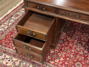 Vintage bureau, partnerdesk, klassiek Engels bureau, mahoniehout, 617