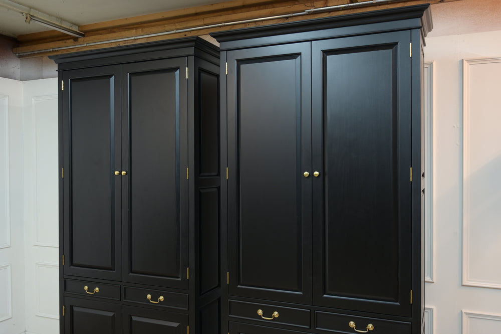 Vintage boekenkast, klassieke Engelse boekenkast, mahoniehout, zwart