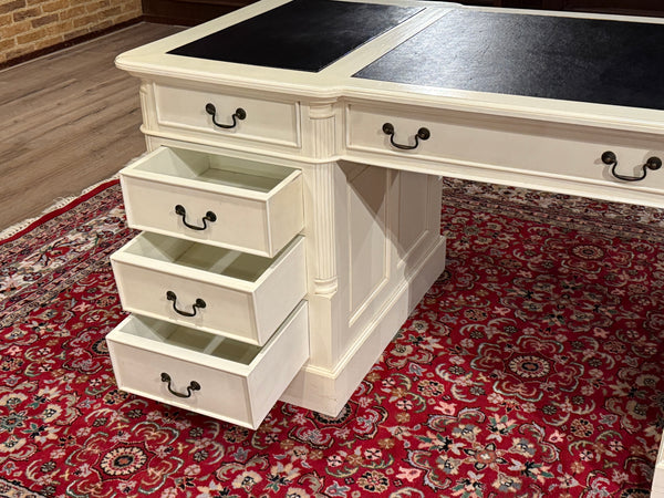 Vintage bureau, wit, klassiek Engels bureau, partnerdesk, 604