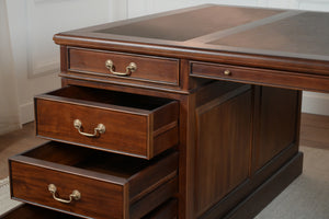 Regent 180x120 Mahonie, partnerdesk, klassiek Engels bureau, massief mahoniehout
