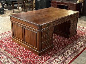 Vintage bureau, partnerdesk, klassiek Engels bureau, mahoniehout, 617