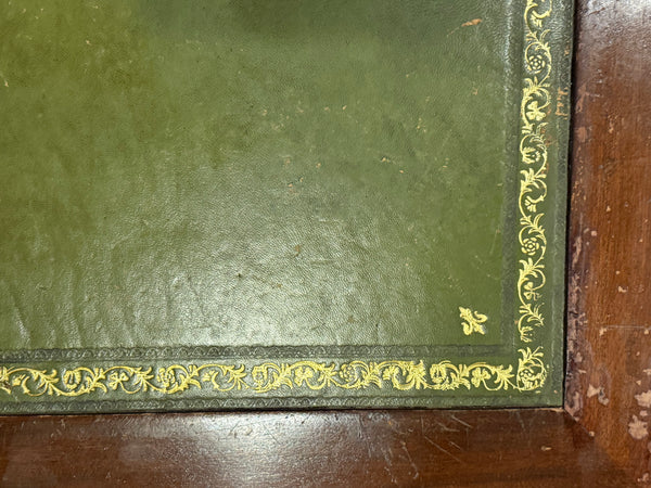 Bureau vintage, bureau double, bureau anglais classique, chêne, cuir vert, 687