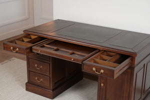 Regent 140x70 Mahonie, klassiek Engels bureau, massief mahoniehout