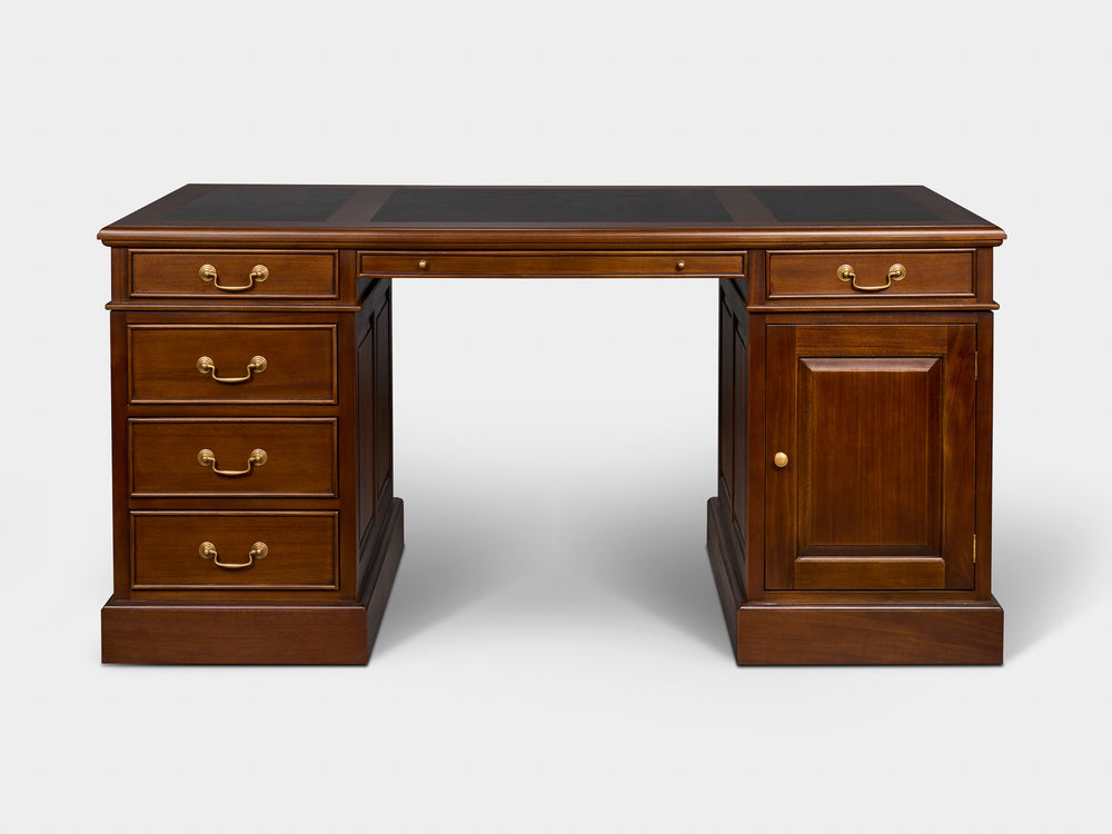 Regent 160x80 Amber, klassiek Engels bureau, massief mahoniehout