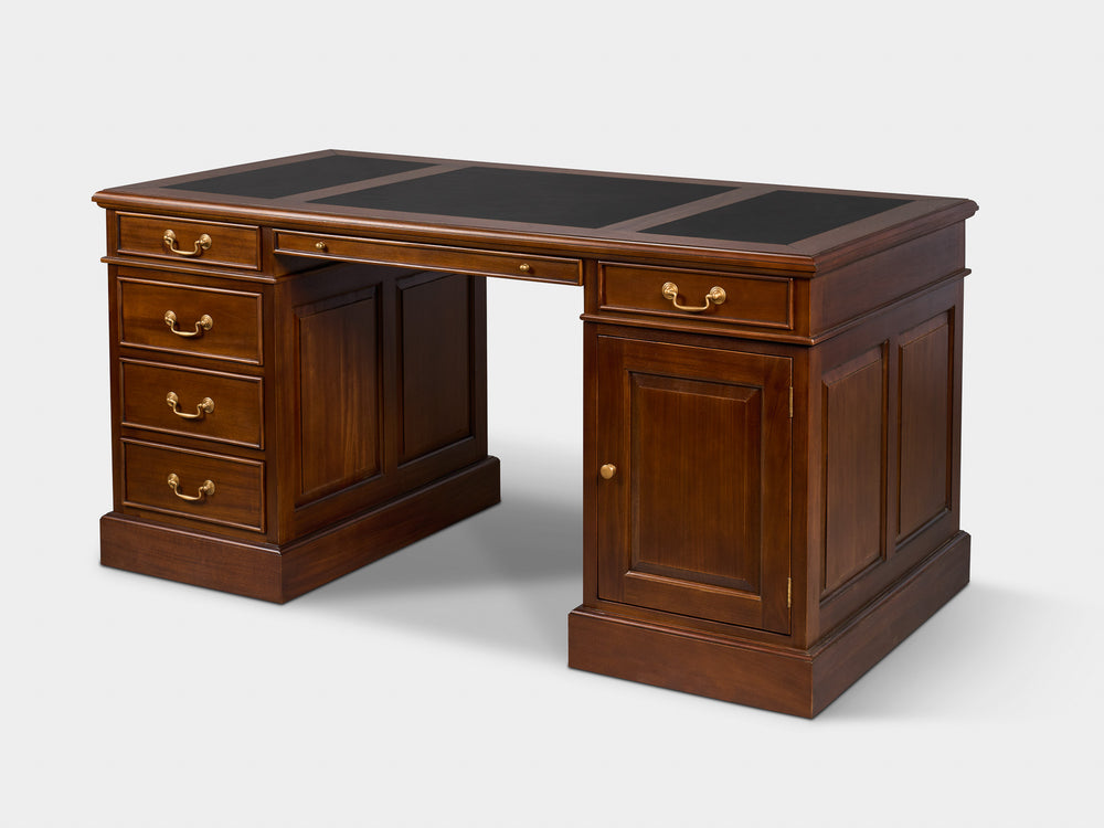 Regent 160x80 Amber, klassiek Engels bureau, massief mahoniehout
