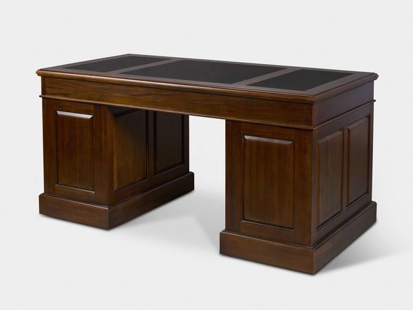 Regent 160x80 Walnoot, klassiek Engels bureau, massief mahoniehout
