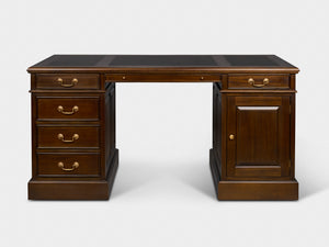Regent 160x80 Walnoot, klassiek Engels bureau, massief mahoniehout