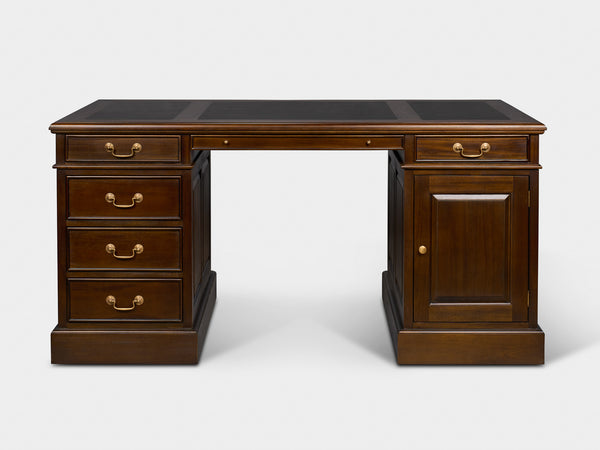 Regent 160x80 Walnoot, klassiek Engels bureau, massief mahoniehout