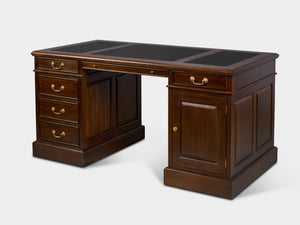 Regent 160x80 Walnoot, klassiek Engels bureau, massief mahoniehout